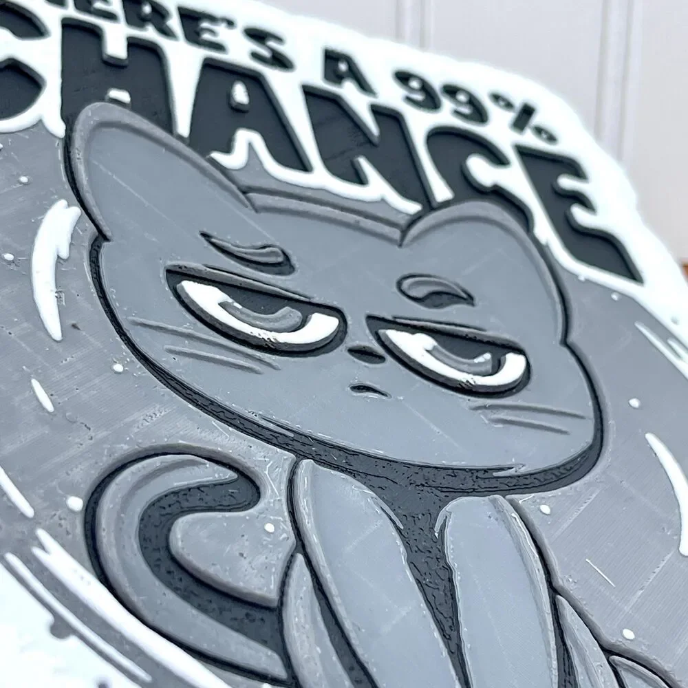 Wall Art, 99% Chance I Don’t Care, Funny Cat Sign, Cat Attitude